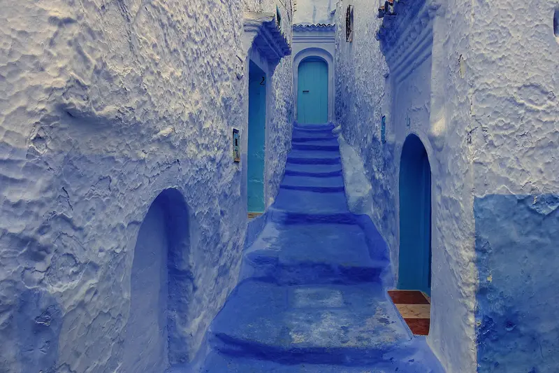 Blue-washed lanes and doorways of the Chefchaouen medina
